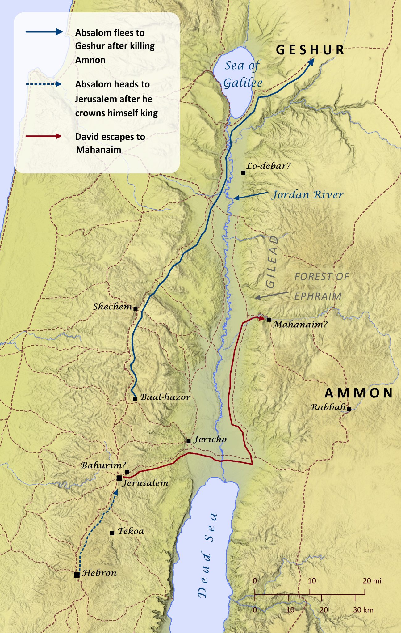 Absalom Rebels against David – Bible Mapper Atlas