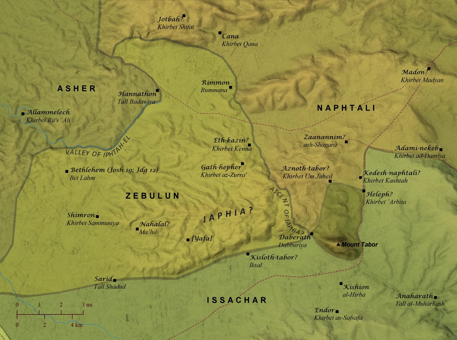 Mount Tabor and Its Surrounding Tribal Boundaries Bible Mapper Blog